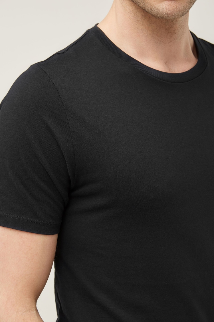 Black Regular Fit Essential Crew Neck T-Shirt - Image 3 of 3