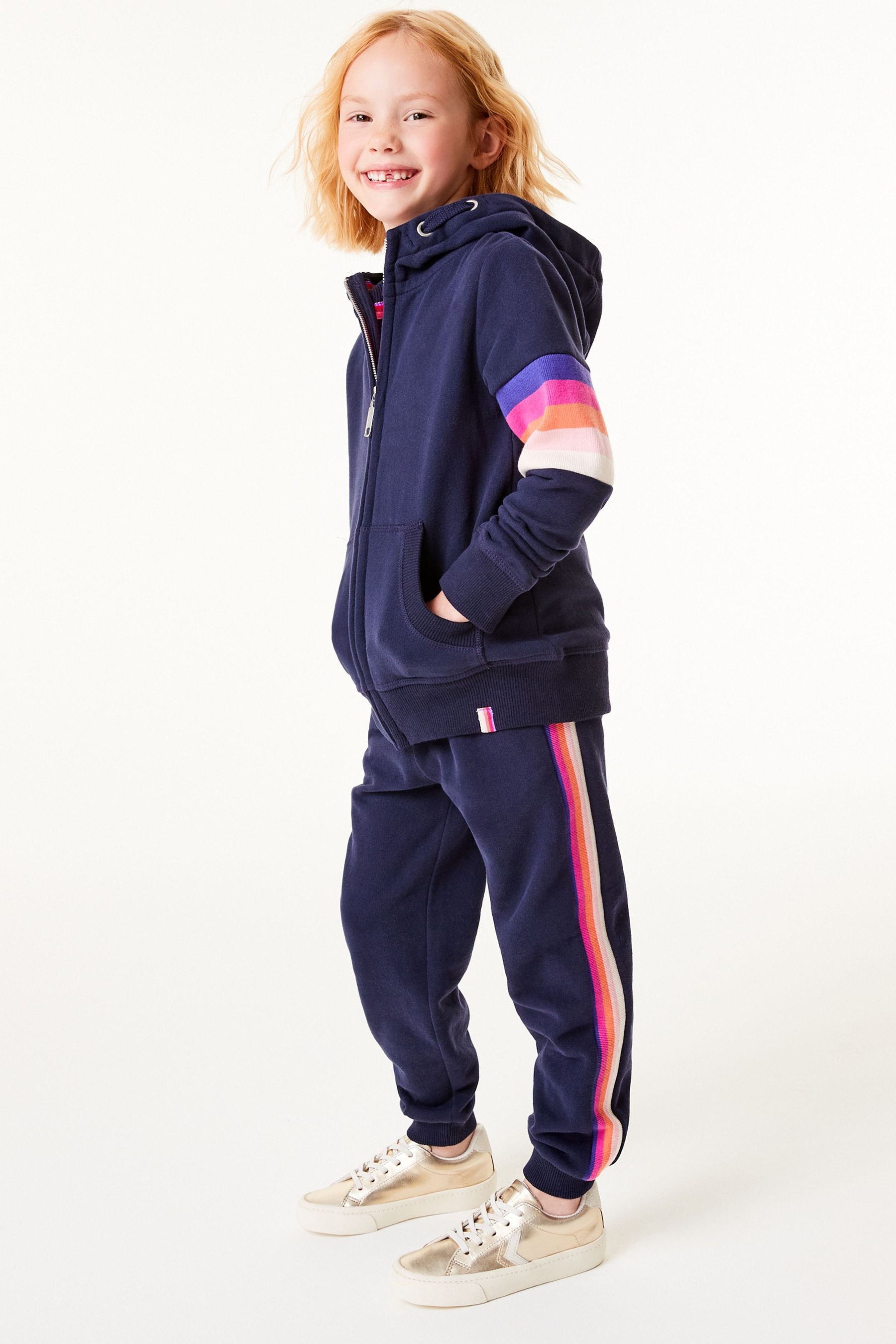 Buy Navy Blue Rainbow Stripe Joggers Rainbow Soft Jersey 3 16yrs from Next Luxembourg