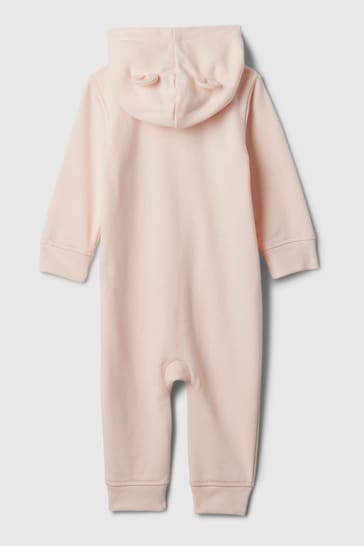 Gap Pink Logo Zip Up Long Sleeve Sleepsuit (Newborn-24mths)