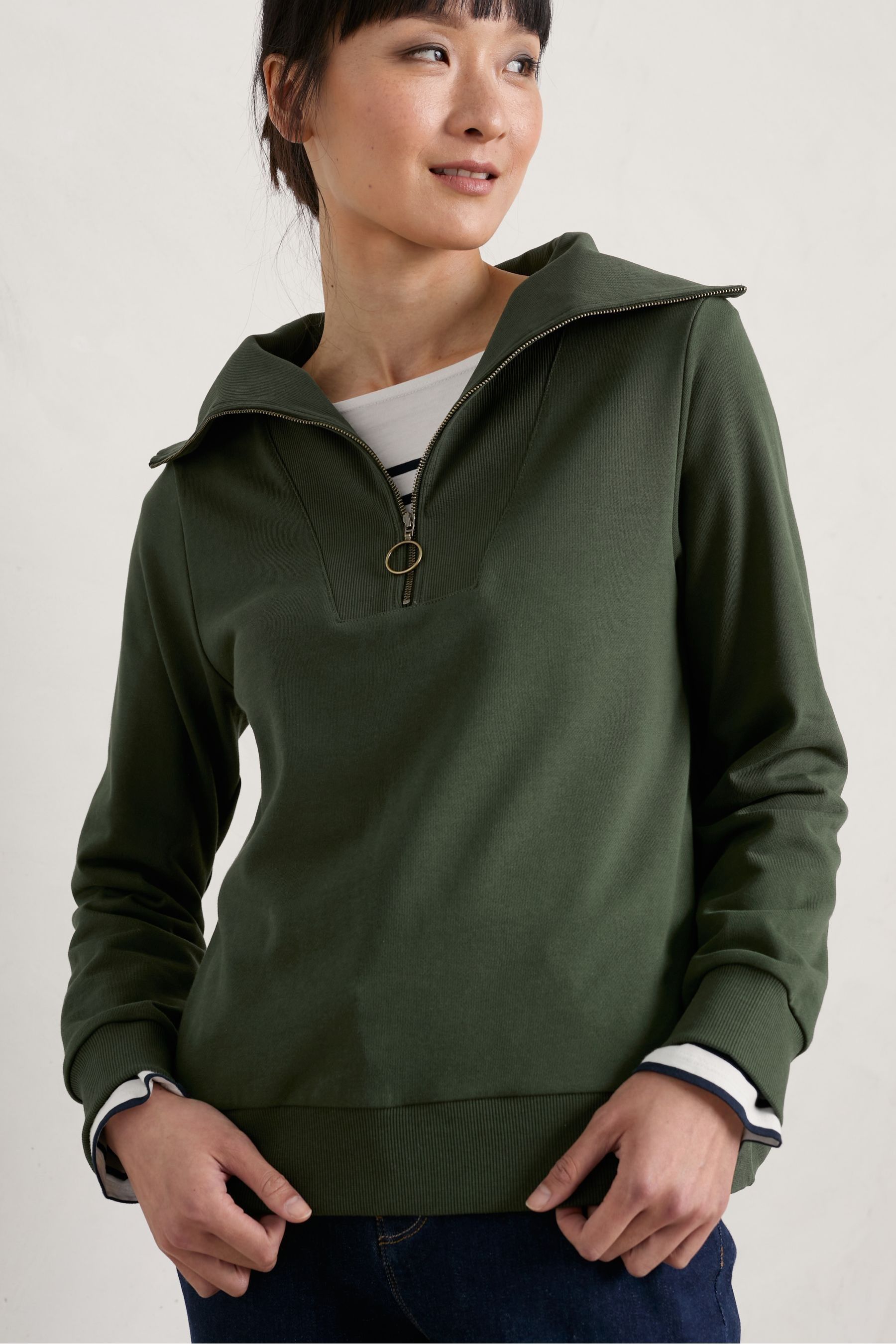 Buy Seasalt Green Cornwall Tideline Collared Sweatshirt from Next Luxembourg