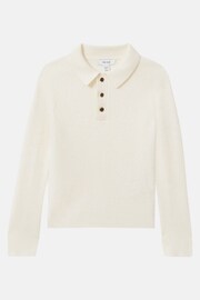 Reiss Ecru Holms Senior Merino Wool Polo Shirt - Image 2 of 6