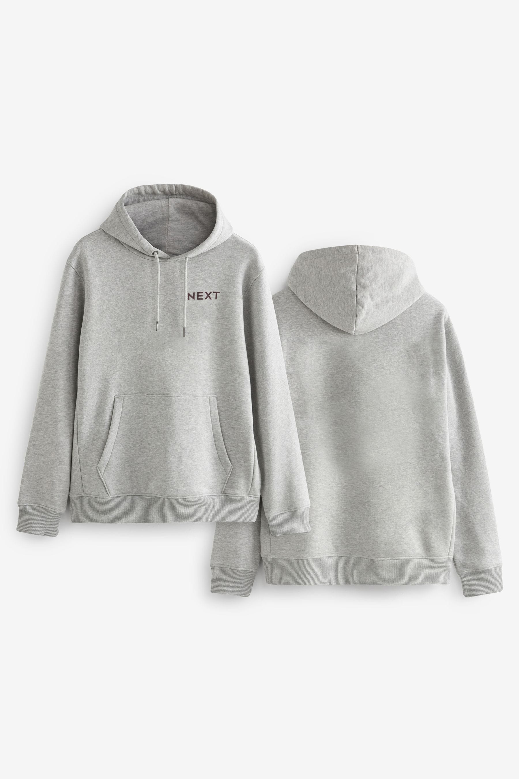 Buy Grey Marl Burgundy Logo Hoodie from Next Oman