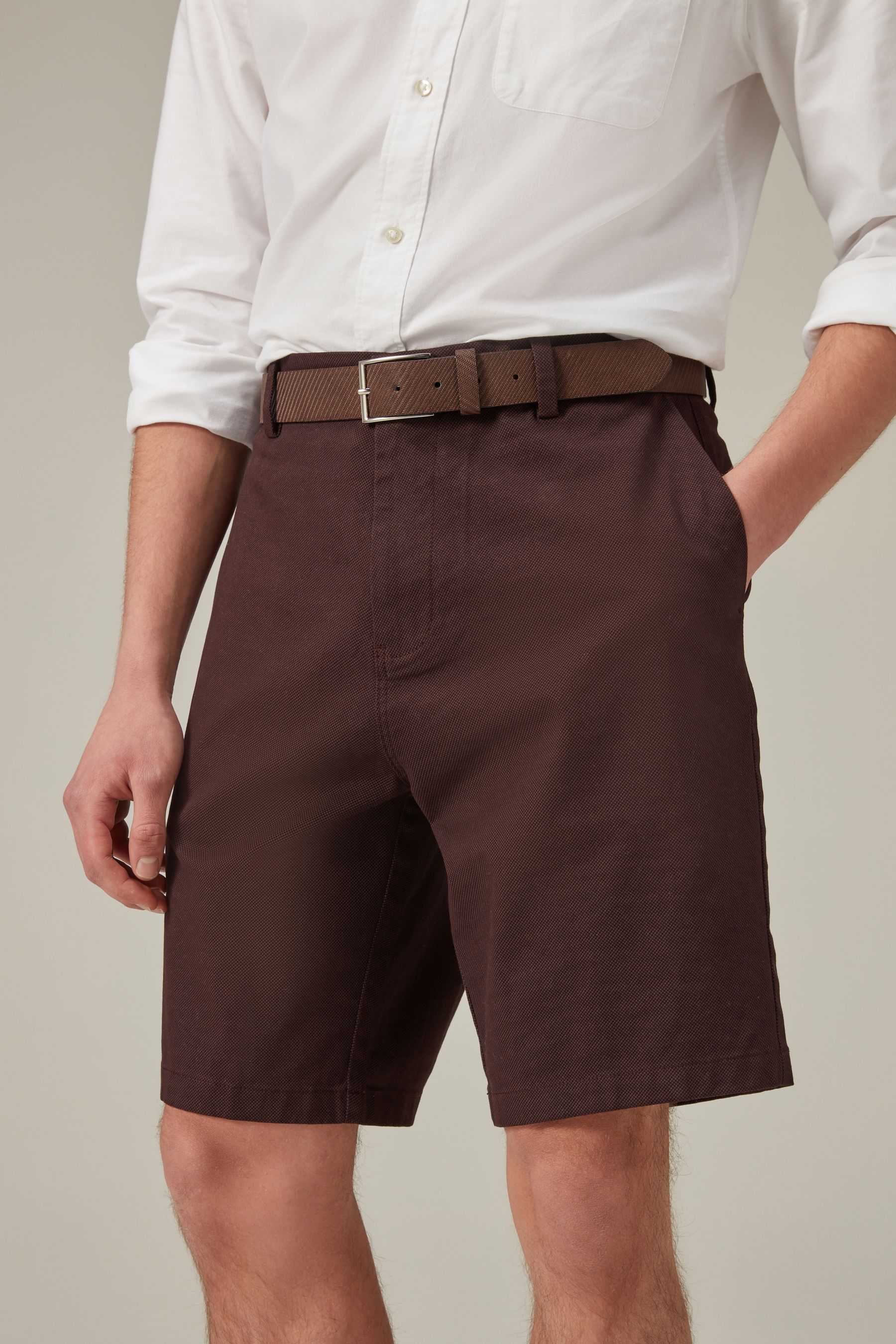 Red belted shorts sales