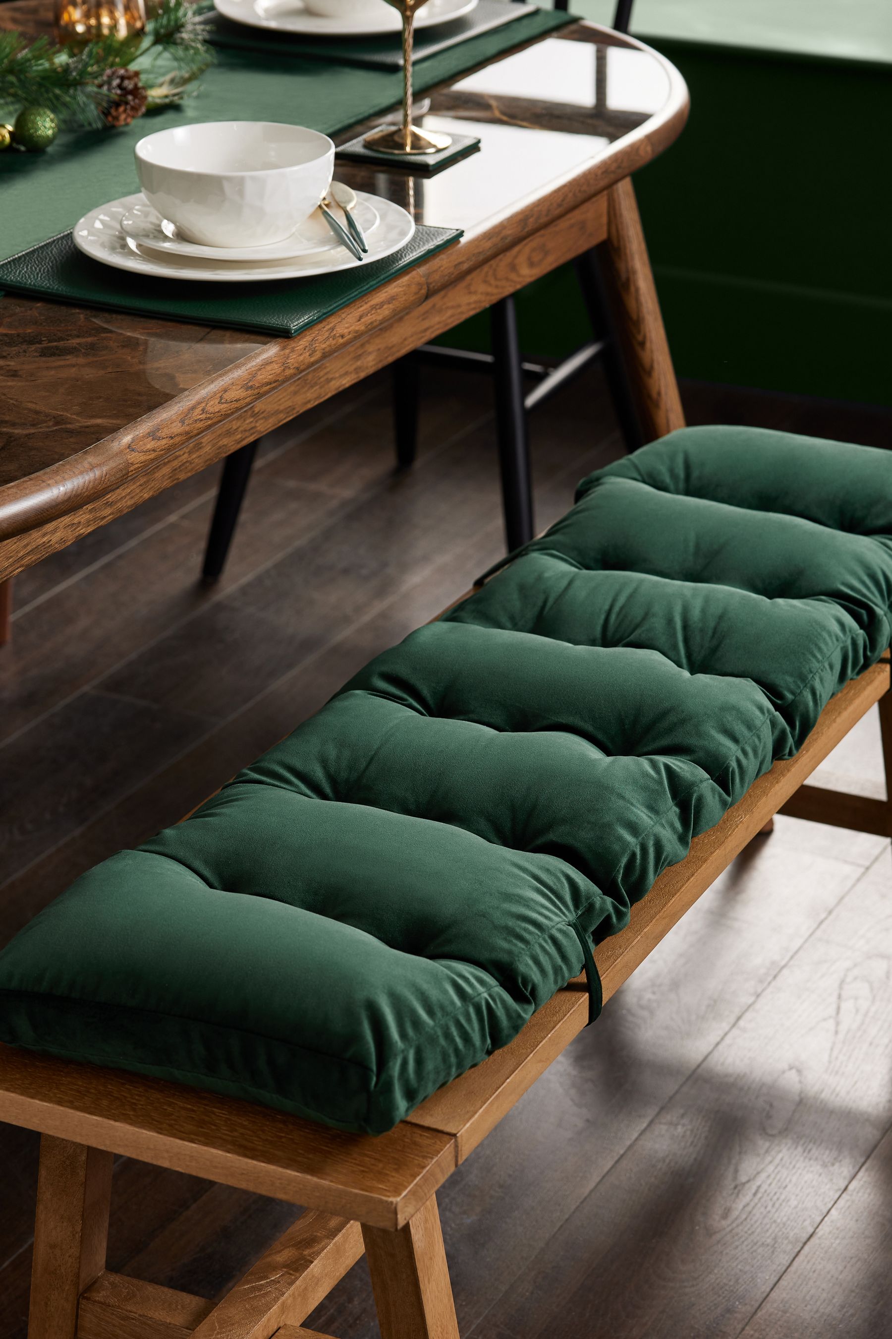 Buy Green Velvet Velvet Seat and Bench Bench Cushion Cushions from the Next UK online shop