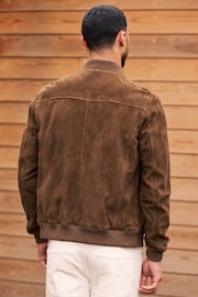 Brown Suede Bomber Jacket - Image 3 of 12