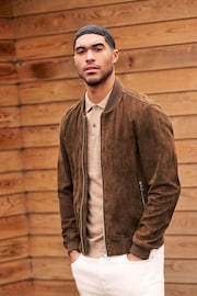 Brown Suede Bomber Jacket - Image 4 of 12