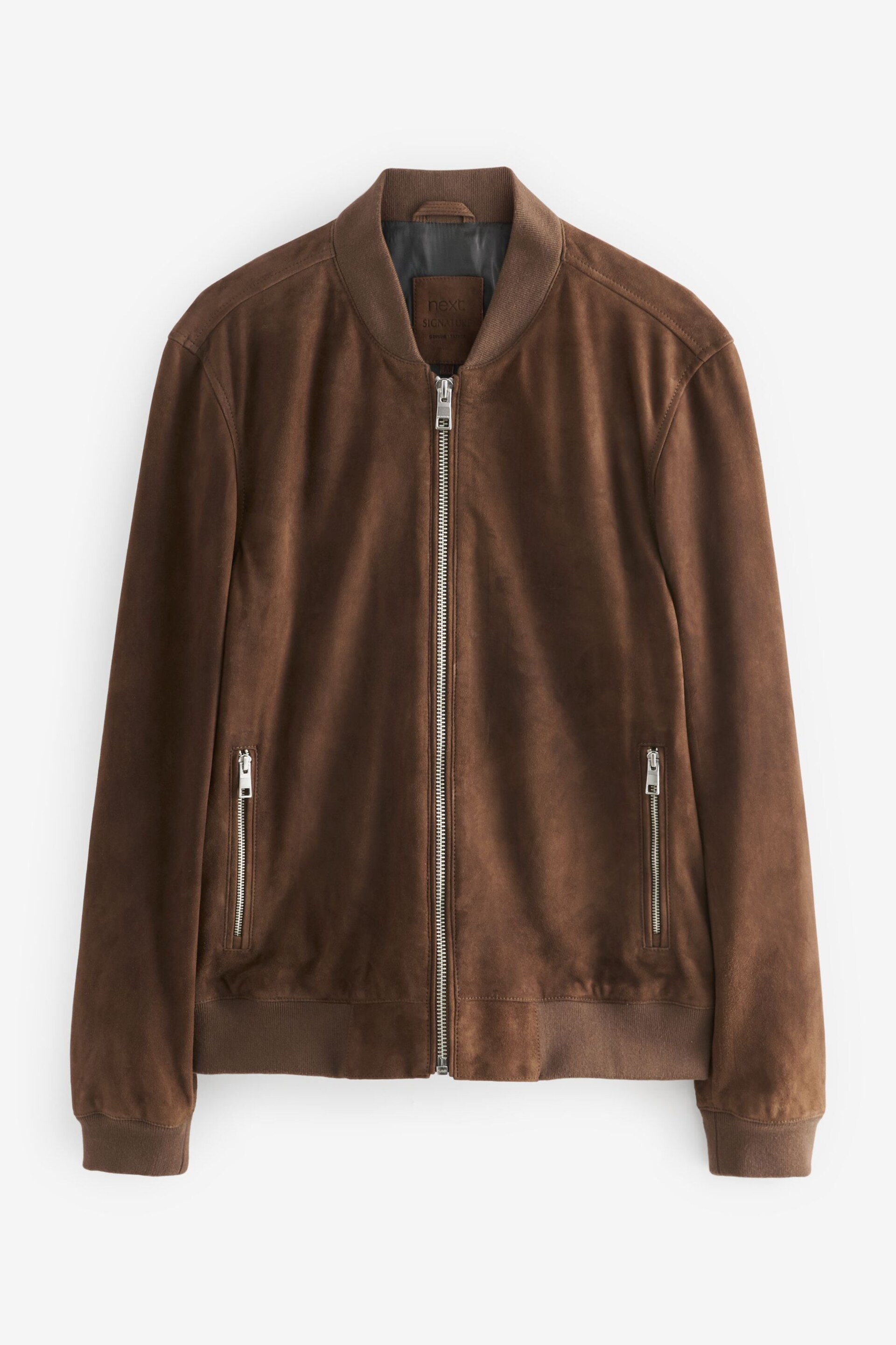 Brown Suede Bomber Jacket - Image 7 of 12