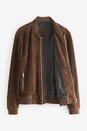 Brown Suede Bomber Jacket - Image 8 of 12