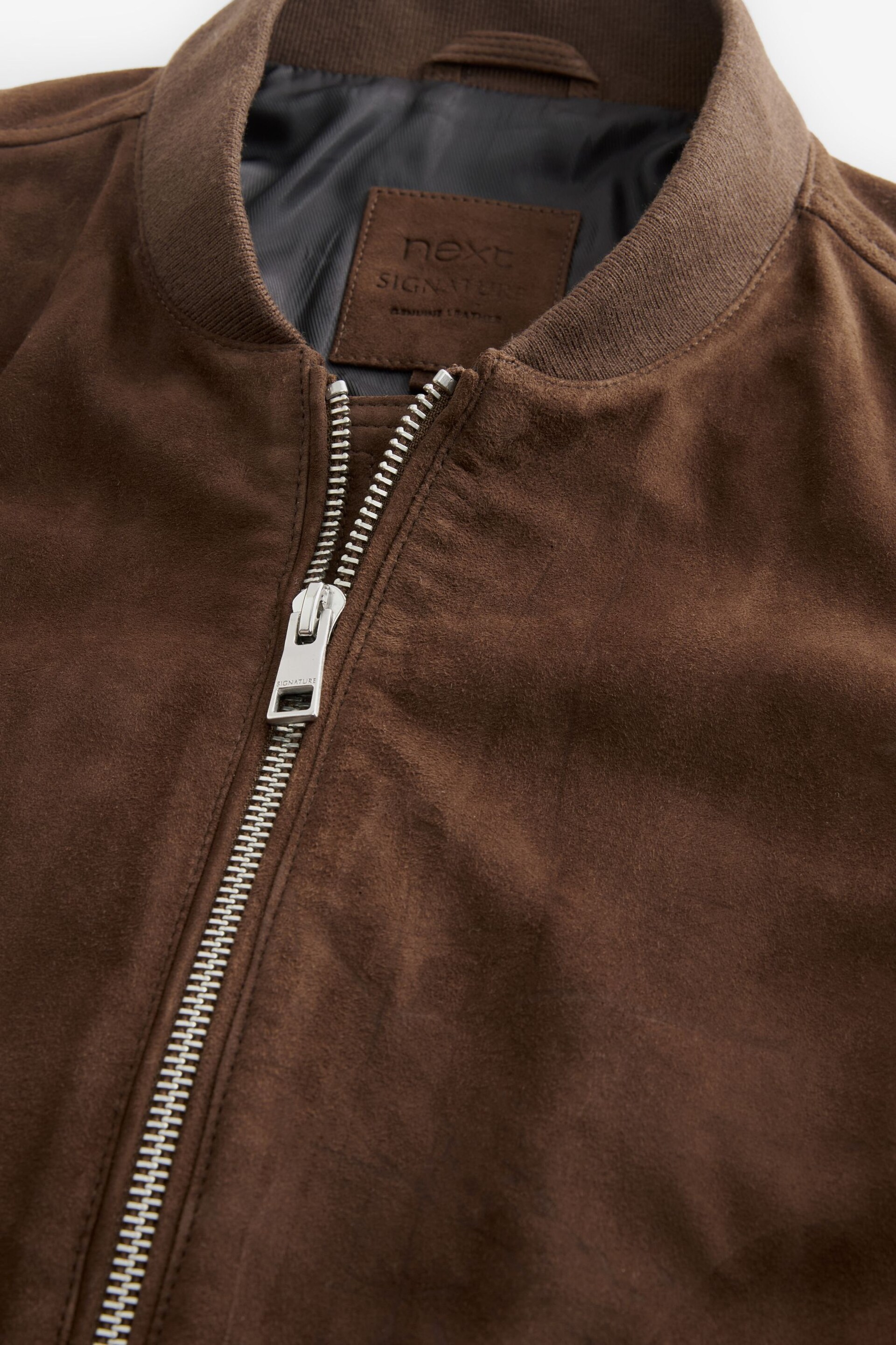 Brown Suede Bomber Jacket - Image 9 of 12