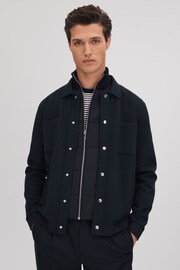 Reiss Navy Parkhurst Hybrid Funnel Neck Jacket - Image 1 of 6