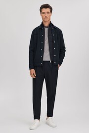 Reiss Navy Parkhurst Hybrid Funnel Neck Jacket - Image 3 of 6