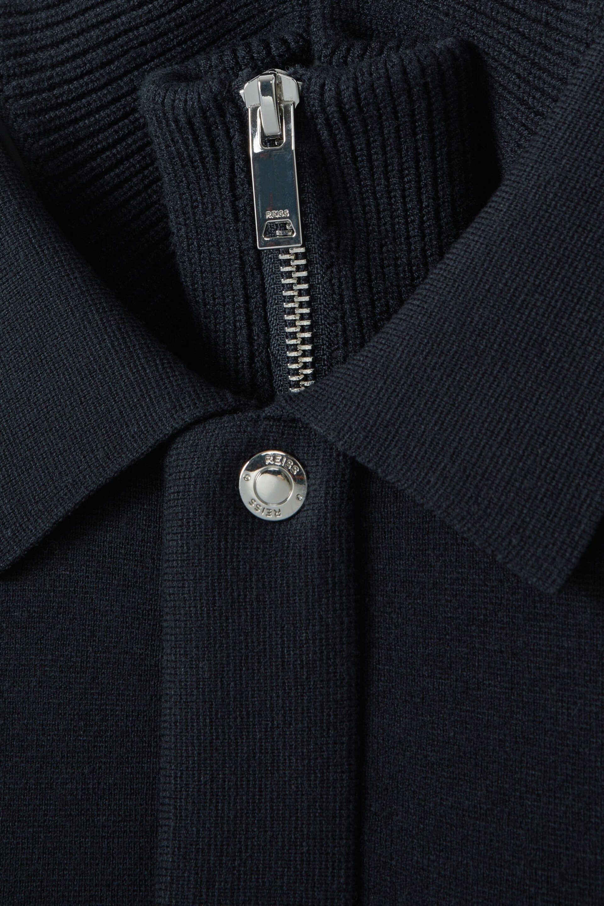 Reiss Navy Parkhurst Hybrid Funnel Neck Jacket - Image 6 of 6