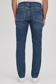 Reiss Mid Blue Wash Calik Tapered Slim Fit Washed Jeans - Image 5 of 6