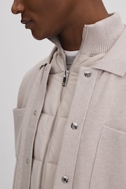 Reiss Oatmeal Melange Parkhurst Hybrid Funnel Neck Jacket - Image 4 of 6