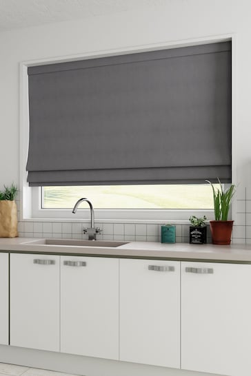 Charcoal Grey Cotton Made to Measure Roman Blind