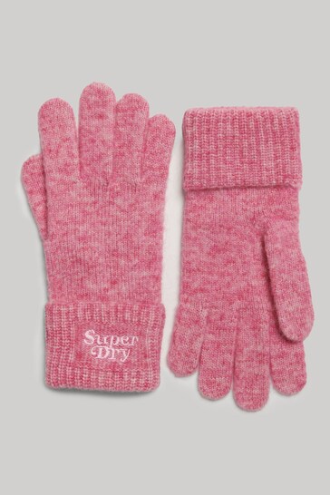 Superdry Pink Rib Knit Gloves