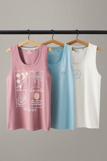 Multi Pastel Vest 3 Pack Summer Front Print Graphic Vest