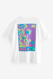 White Ibiza 100% Cotton Back Print Beach Graphic T-Shirt - Image 7 of 9