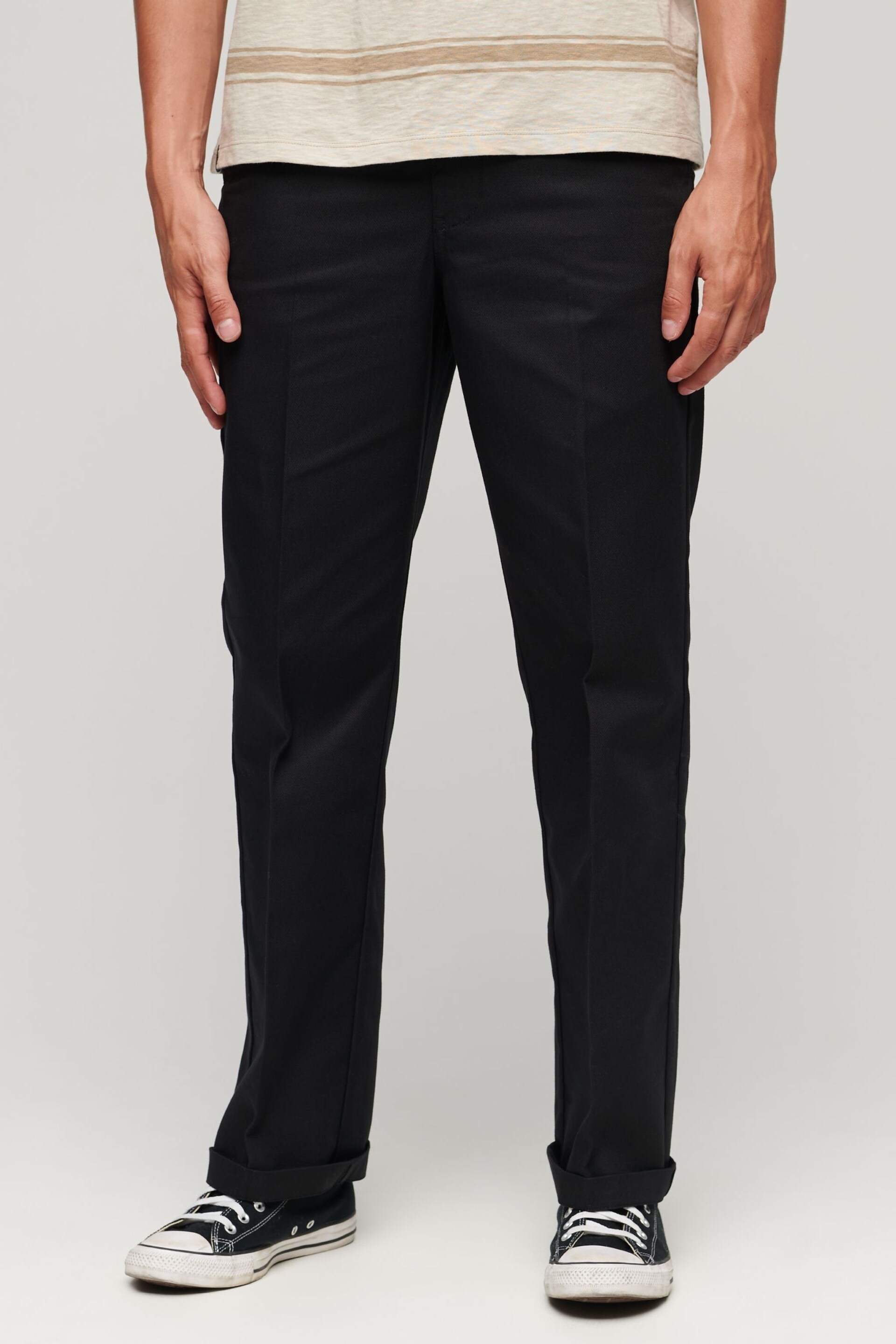 Superdry Black Straight Chinos Trousers - Image 1 of 7