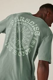 Green Sun Back Print Beach Graphic T-Shirt - Image 1 of 3