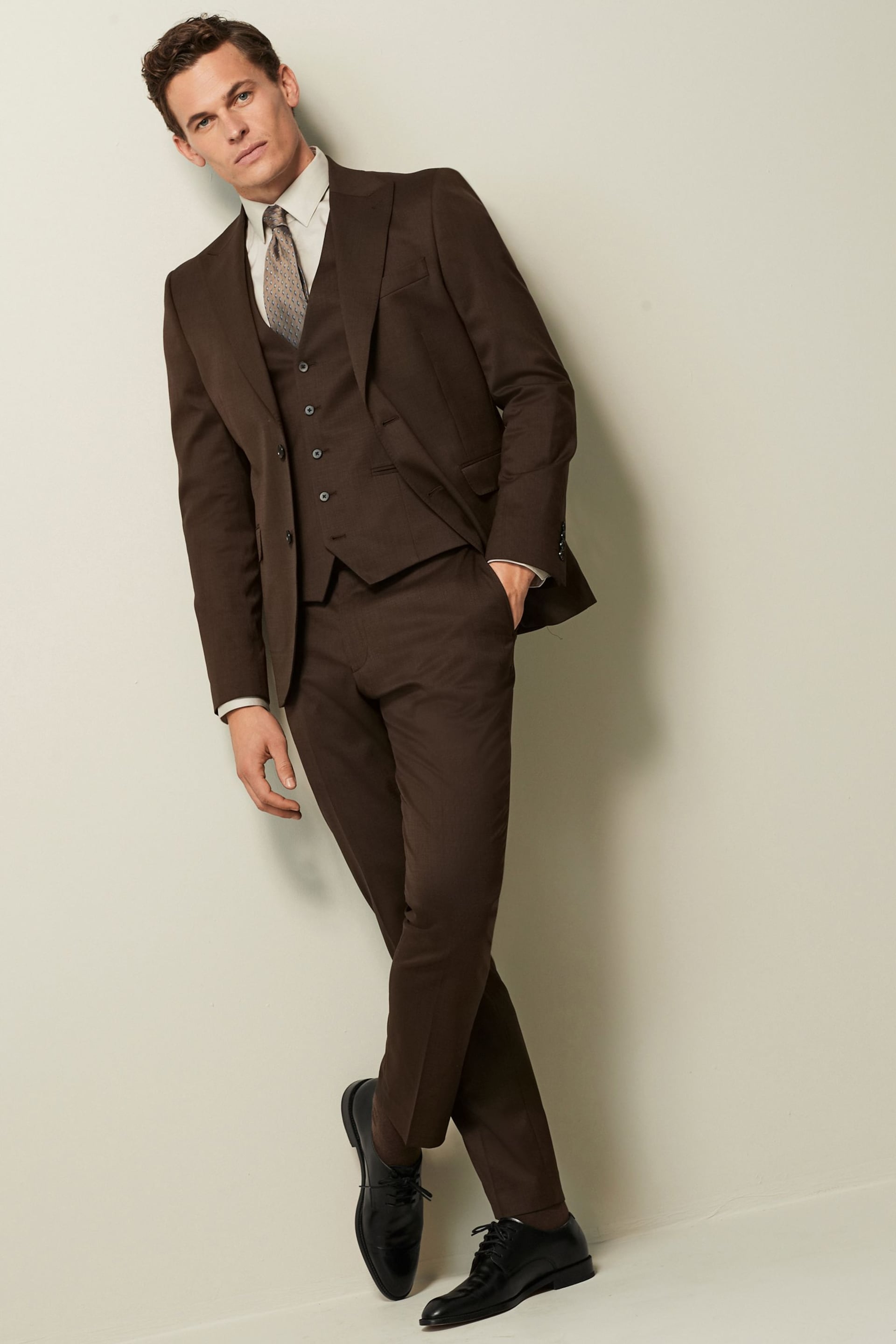 Brown Wool Blend Suit Waistcoat - Image 2 of 10