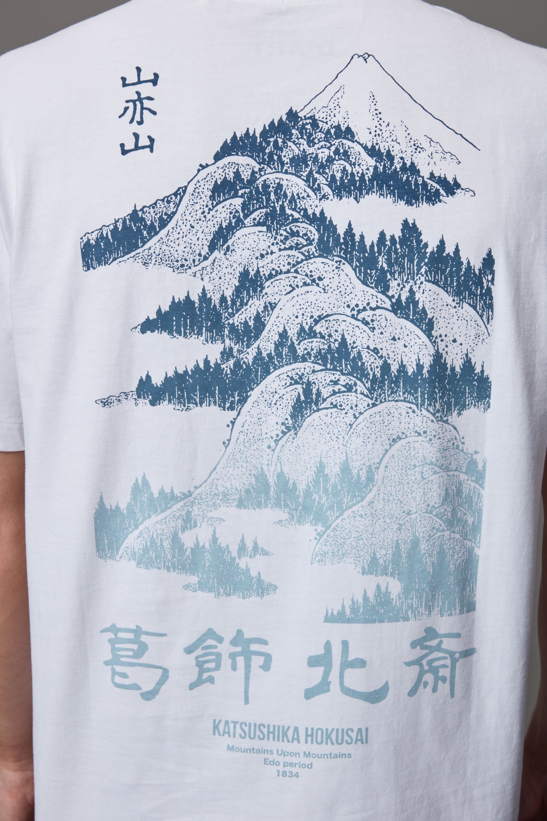 White Hokusai Mountain Artist Licence T-Shirt - Image 5 of 9