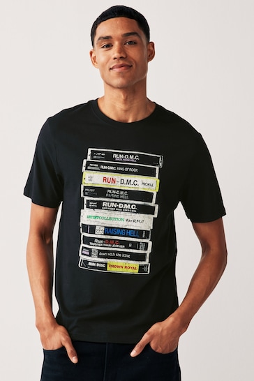 Black Run DMC Band Cotton T-Shirt