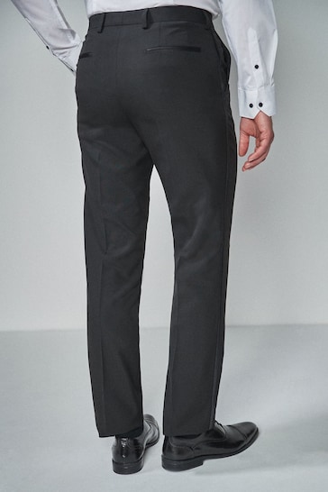 Black with Tape Detail Regular Fit Tuxedo Suit Trousers