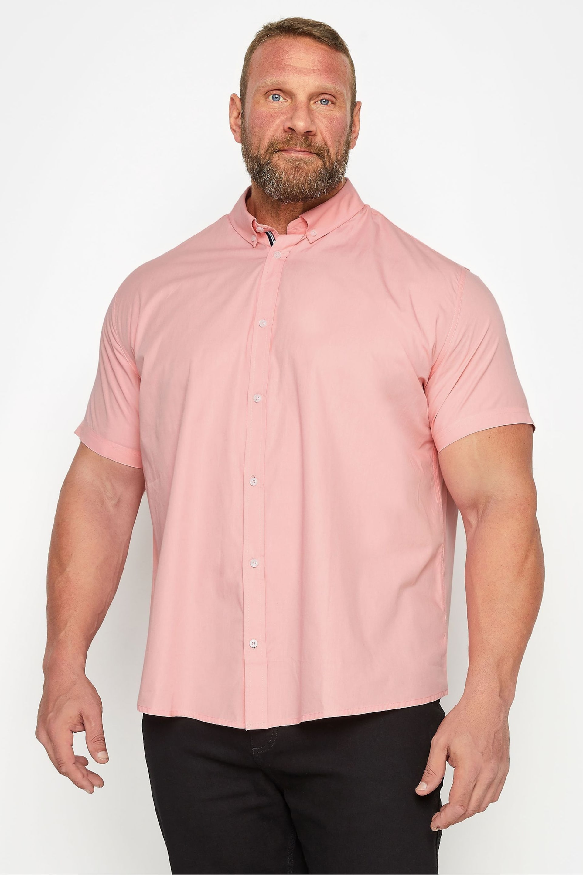 BadRhino Big & Tall Pink Short Sleeve Poplin Shirt - Image 1 of 3