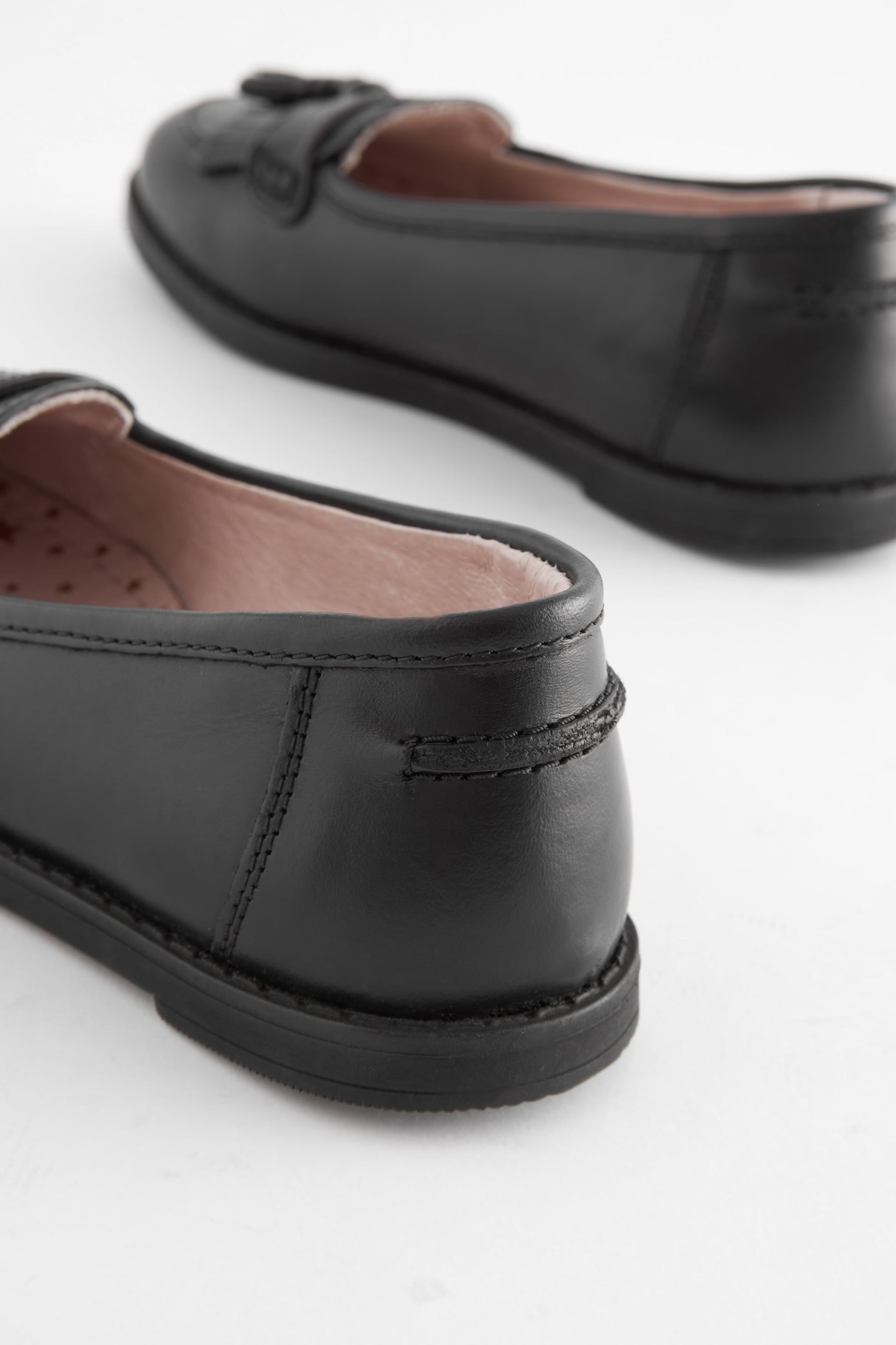 Black Standard Fit (F) School Leather Tassel Loafers - Image 4 of 5