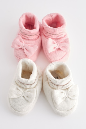 Baker by Ted Baker Baby Girls Multi Knitted Booties Gift Set 2 Pack