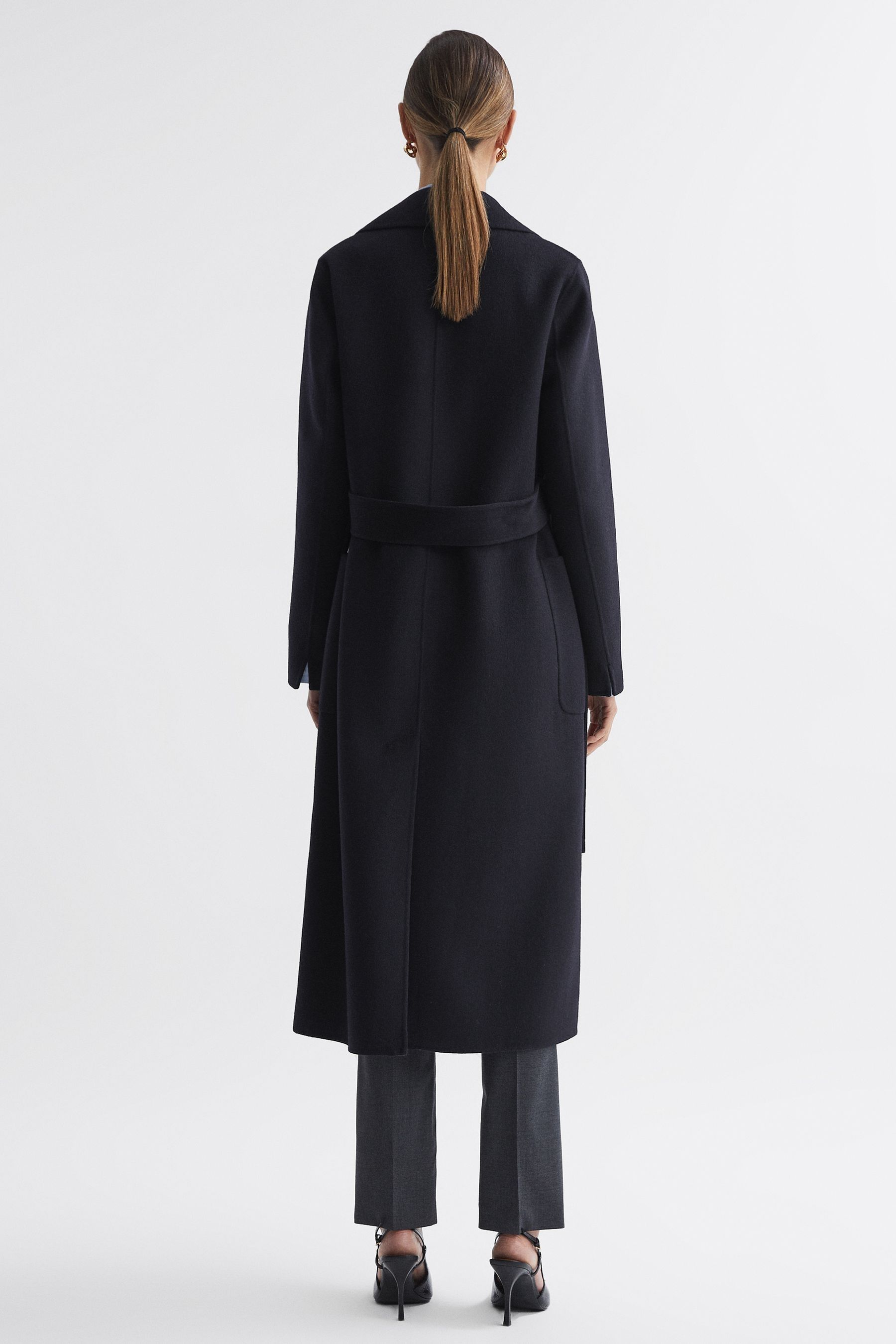 Buy Reiss Navy Lucia Long Wool Blend Blindseam Coat from the Next UK online shop