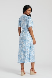 South Beach Blue Midi Tie Waist Shirt Dress - Image 2 of 5