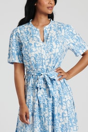 South Beach Blue Midi Tie Waist Shirt Dress - Image 3 of 5