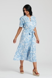 South Beach Blue Midi Tie Waist Shirt Dress - Image 5 of 5