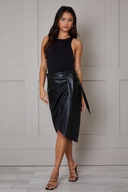 Chi Chi London Black Wrap Midi Skirt - Image 2 of 4