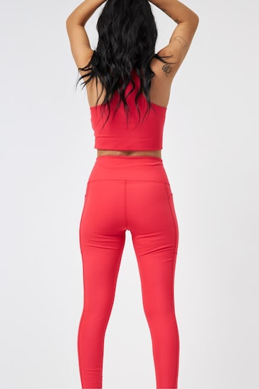 Girlfriend Collective Red 7/8 Pocket High Rise Leggings