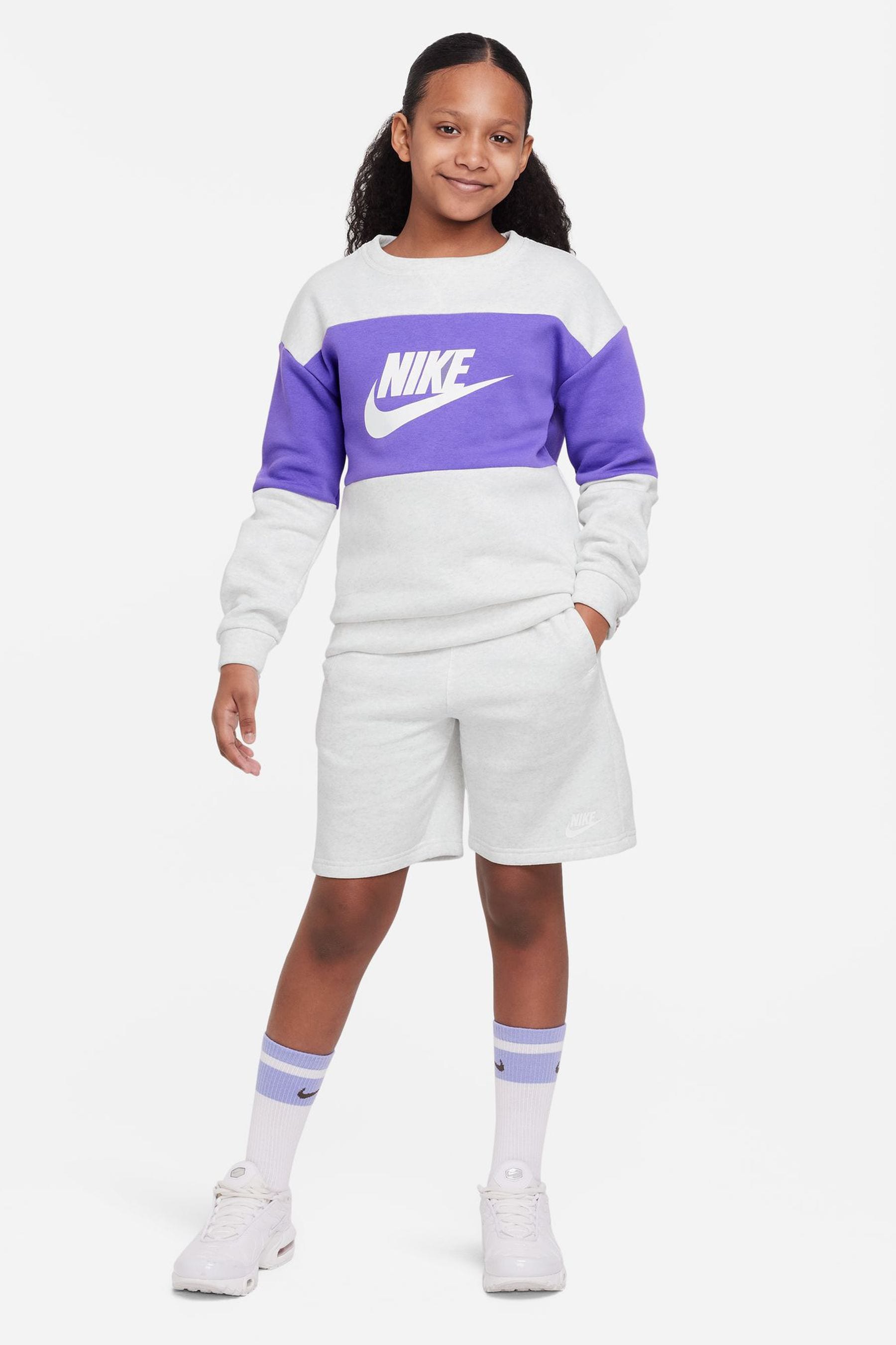 Buy Nike White Purple Sweatshirt And Shorts Set from Next Ireland
