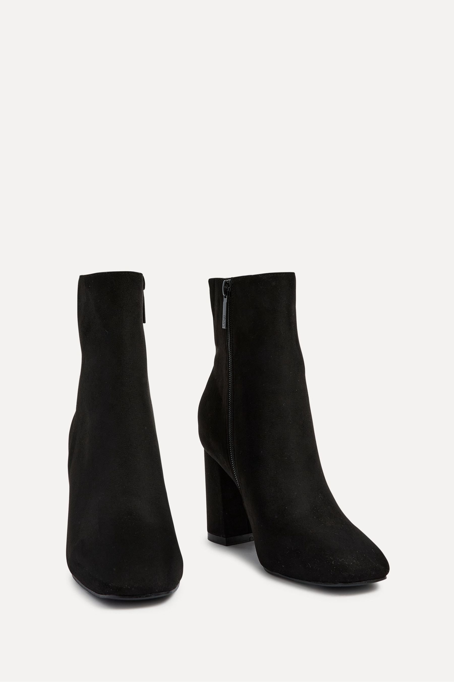 Buy Linzi Black Scout Faux Suede Square Toe Heeled Boots With Side Zip from the Next UK online shop