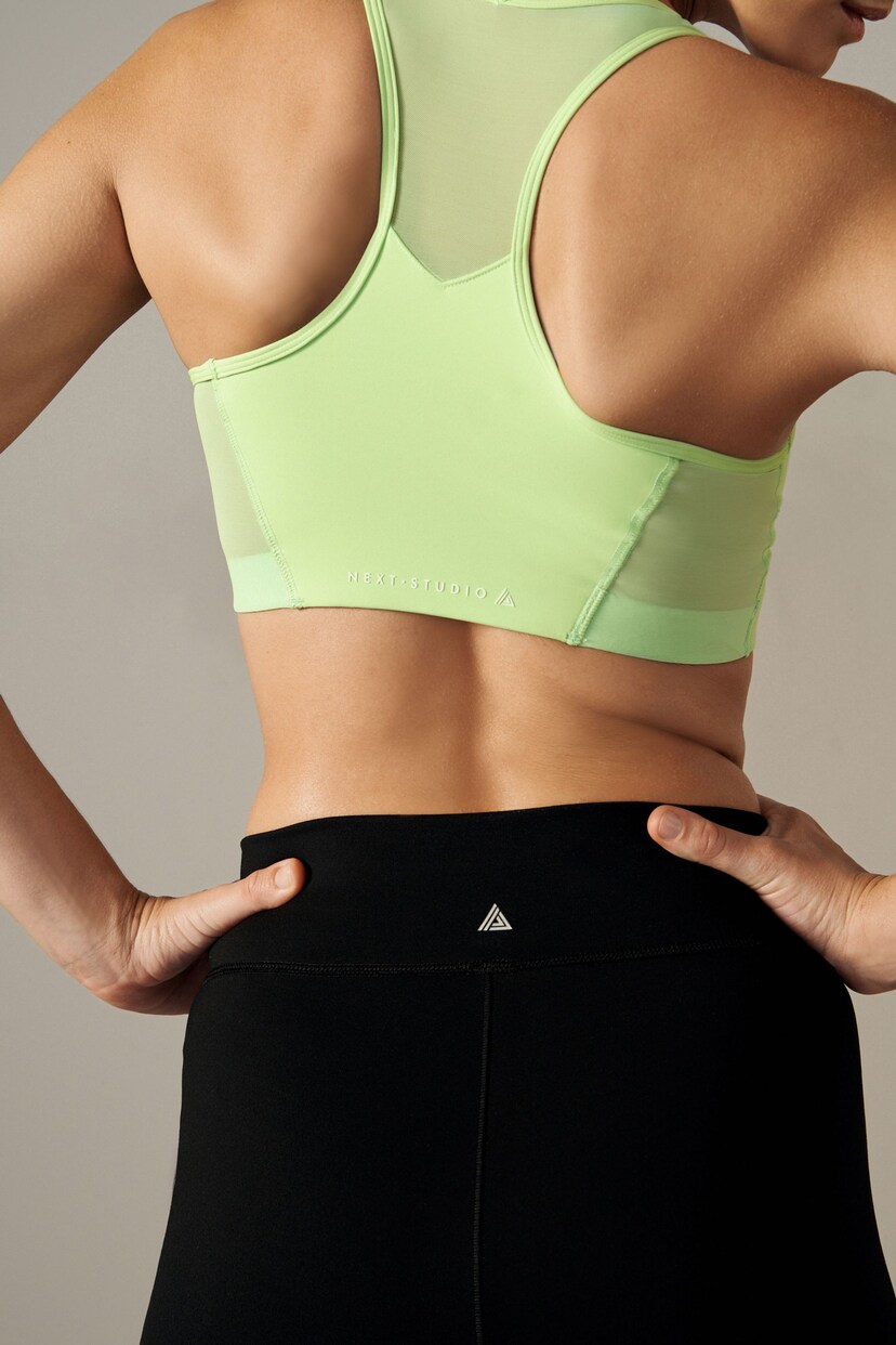 Lime Green Next Active Sports Reformer Non Pad Mesh Insert Bra - Image 4 of 7