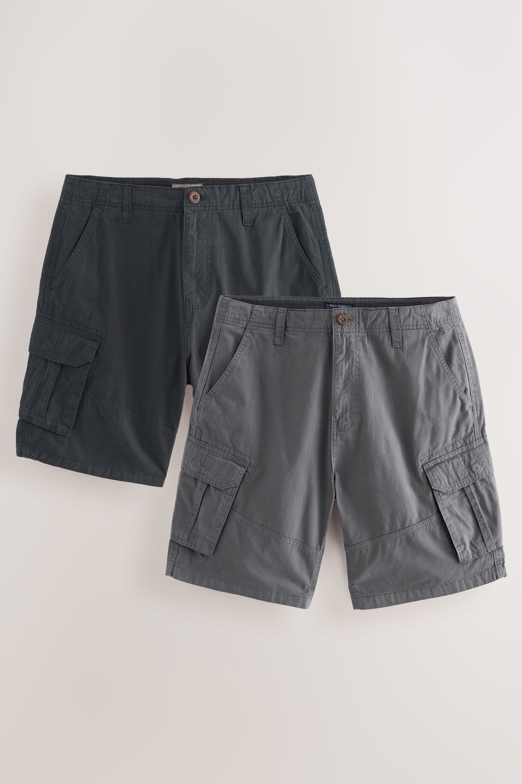 Buy Navy Grey 100 Cotton Cargo Shorts 2 Pack from the Next UK online shop