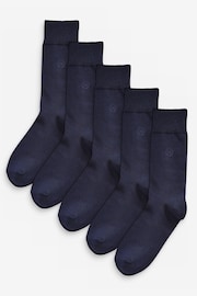 Navy Blue Logo 5 Pack Embroided Lasting Fresh Socks - Image 2 of 4