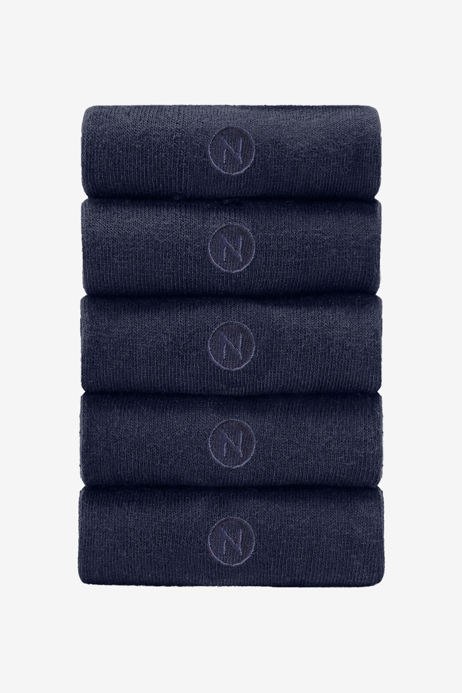 Navy Blue Logo 5 Pack Embroided Lasting Fresh Socks - Image 2 of 4
