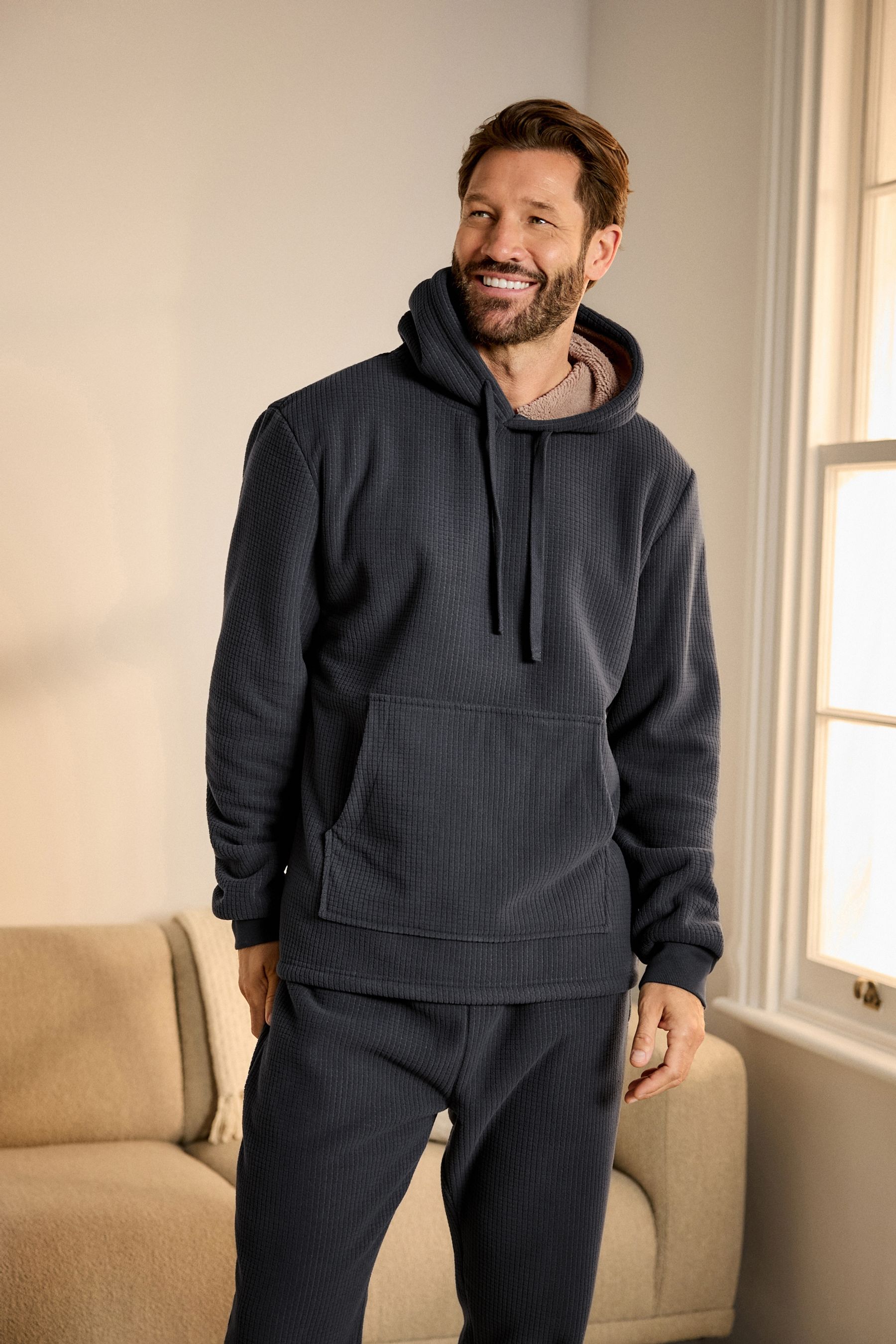 Buy Fleece Borg Lined Textured Hoodie Next Ukraine