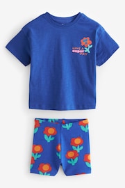 Blue Pink Flower T-Shirt and Shorts 4 Piece Set (3mths-7yrs) - Image 2 of 6