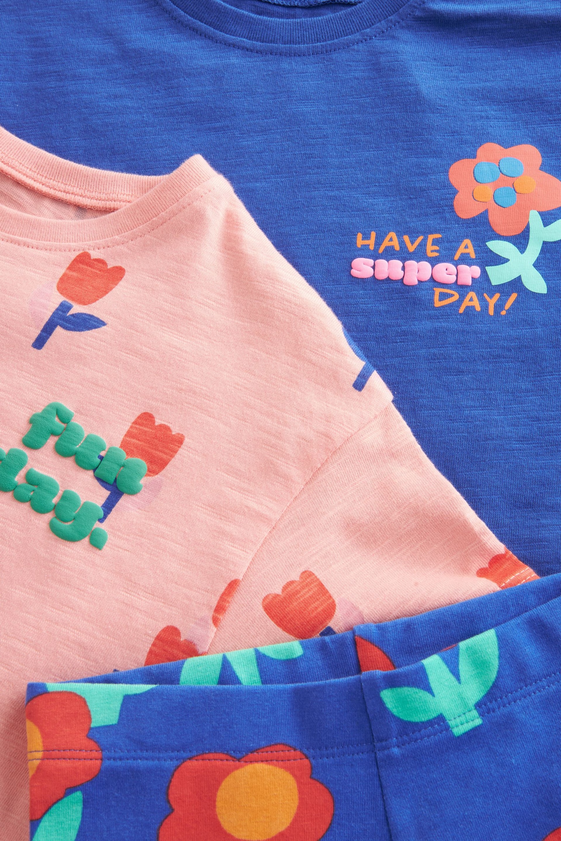 Blue Pink Flower T-Shirt and Shorts 4 Piece Set (3mths-7yrs) - Image 6 of 6