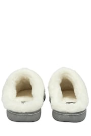 Dunlop Lighr Grey Ladies Knitted Closed Toe Mule Slippers - Image 3 of 4