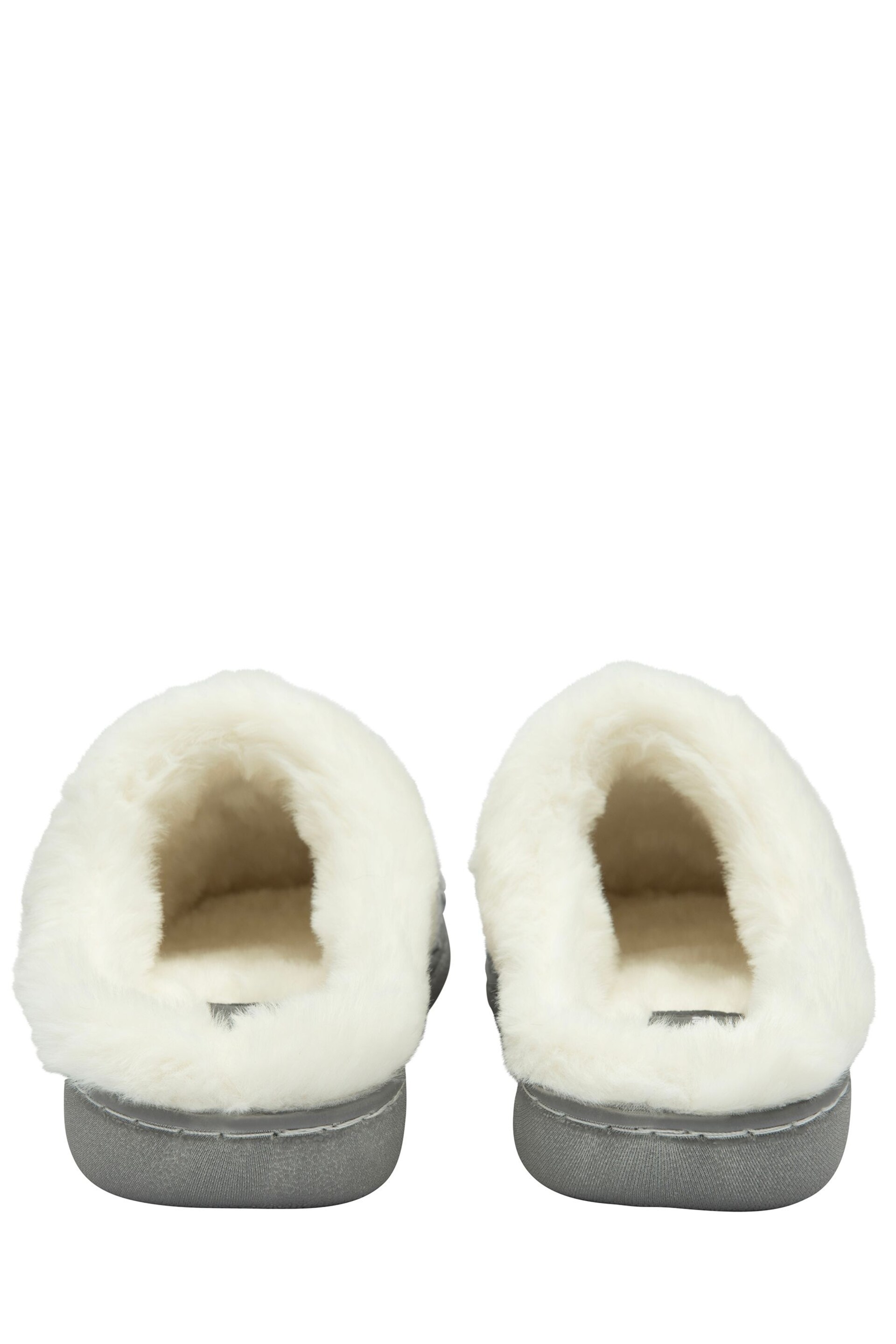 Dunlop Lighr Grey Ladies Knitted Closed Toe Mule Slippers - Image 3 of 4