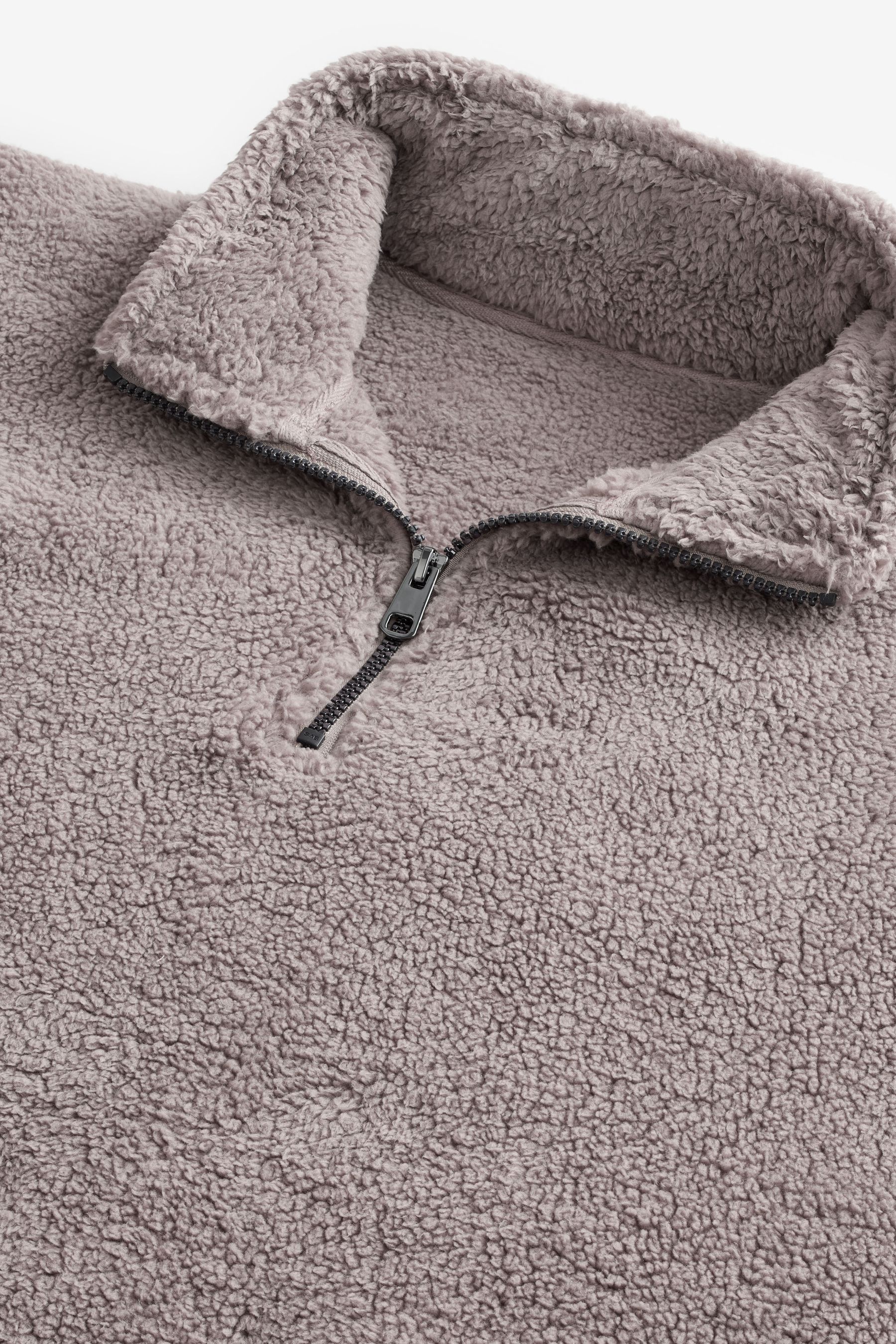 Buy Stone Neutral Fleece Borg Quarter Zip Neck Top from Next Ireland