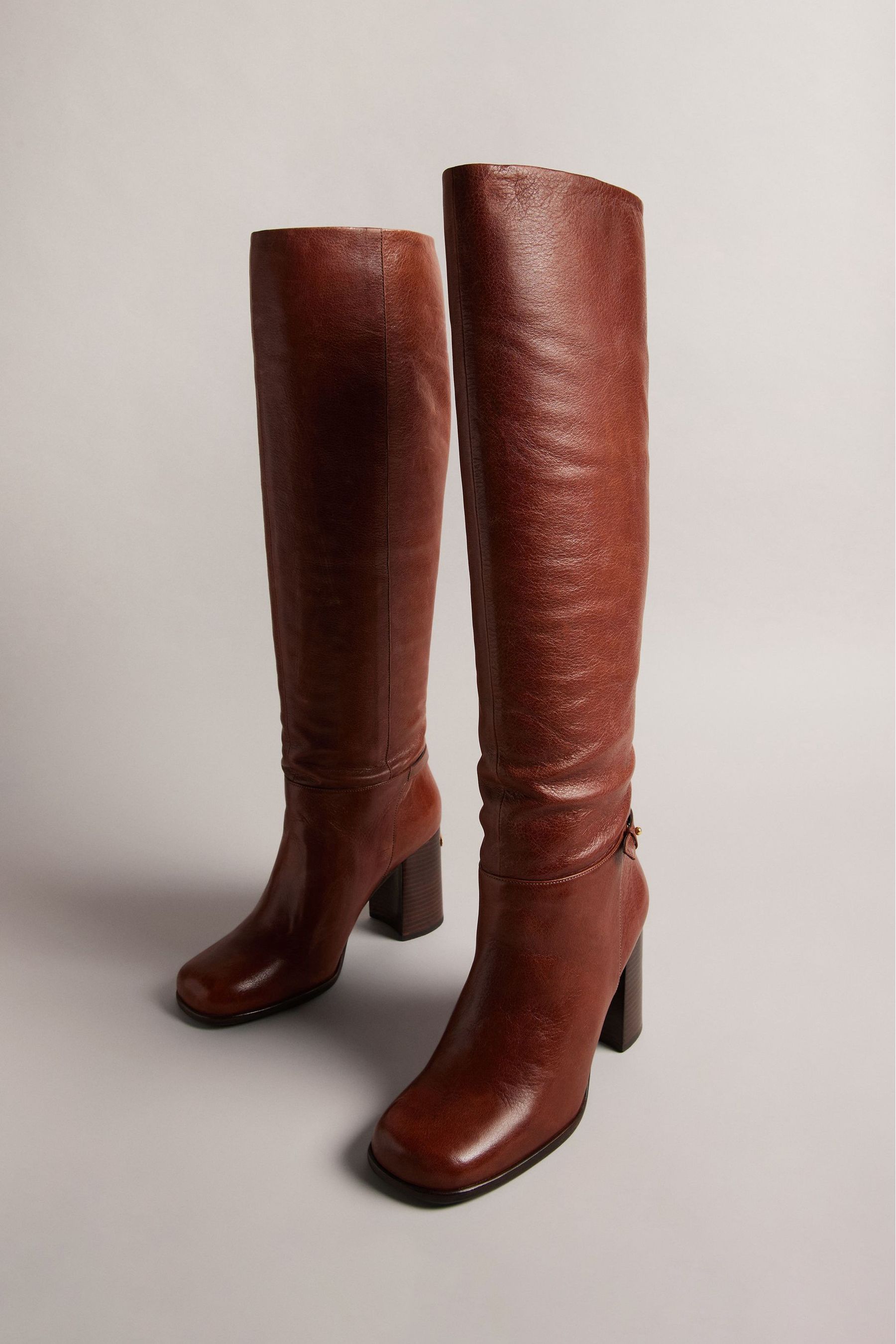 Buy Ted Baker Natural Charona Leather Knee High Square Toe Boots from Next Luxembourg